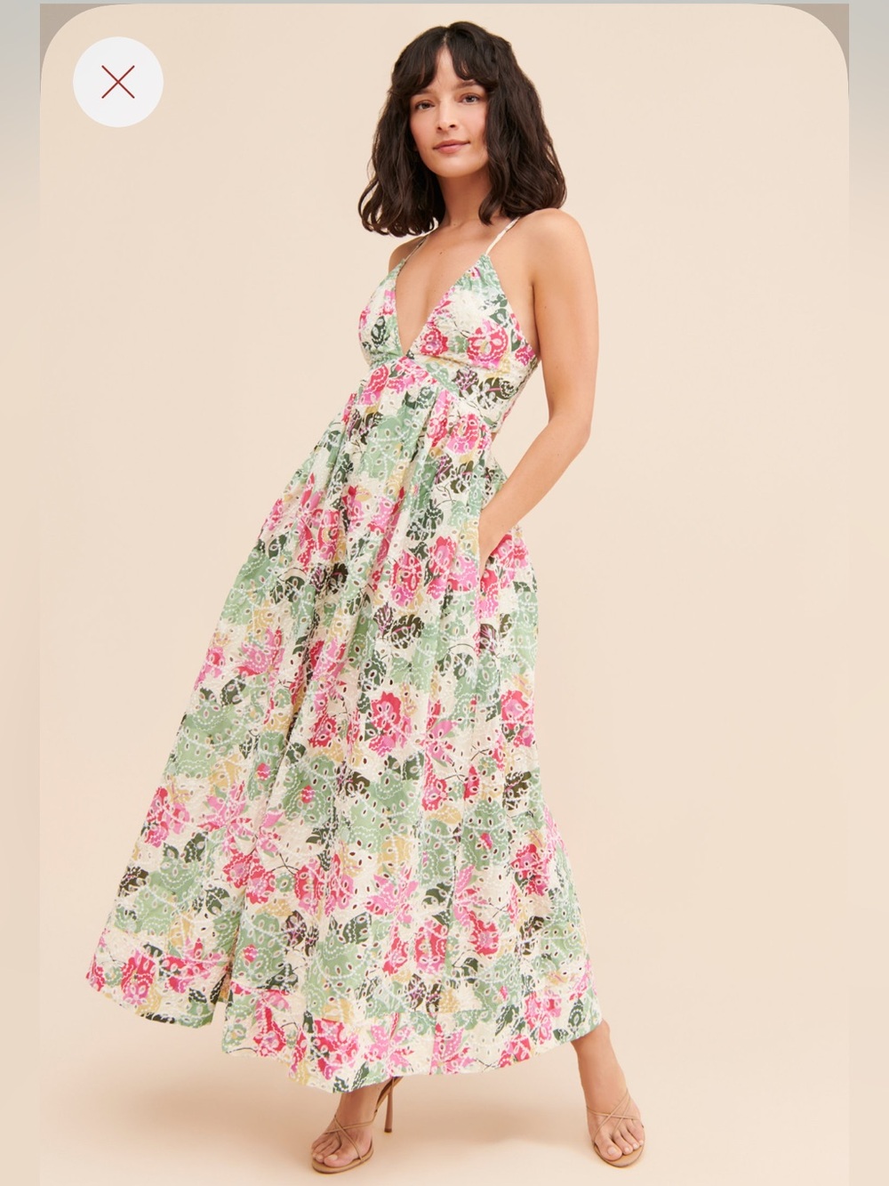 LINE & DOT Printed Eyelet Floral Dress